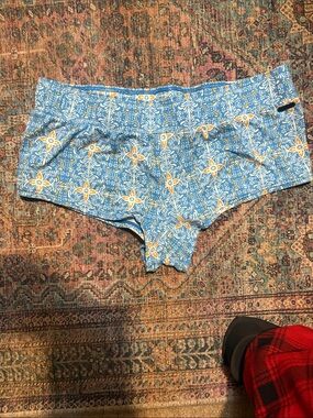 Volcom Blue Floral Shorts with Yellow Accents